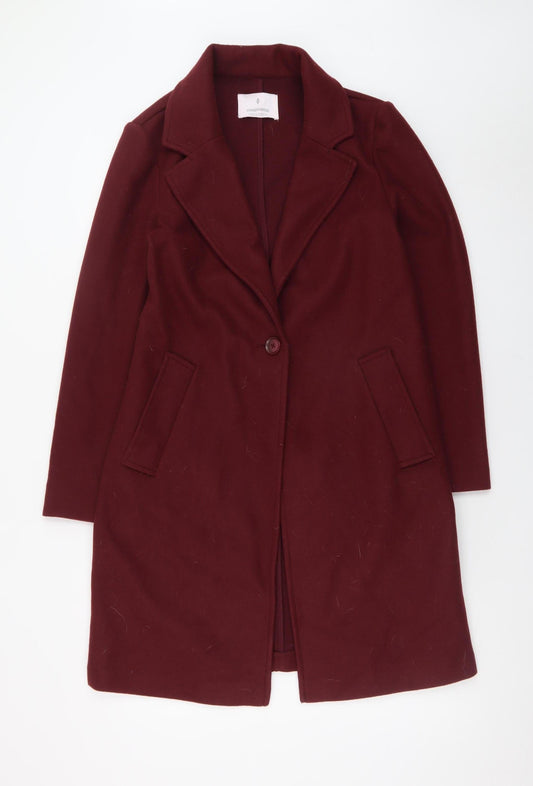 Stradivarius Women's Red Long Overcoat Size 10 Polyester