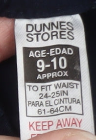 Brand and care label for Dunnes boys’ blue chino trousers 9-10 years regular fit