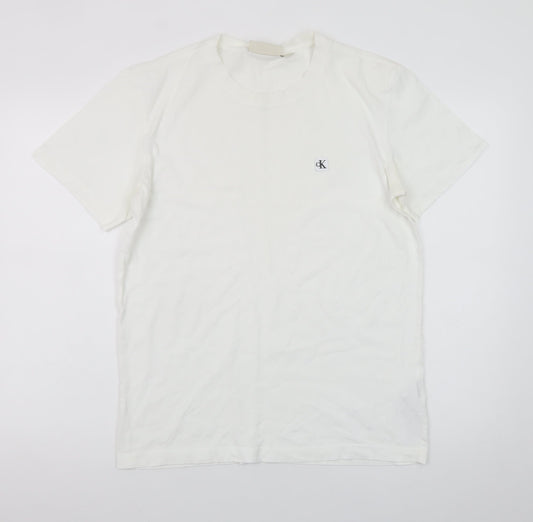 Calvin Klein Jeans Women's White Cotton Crew Neck T-Shirt Size S