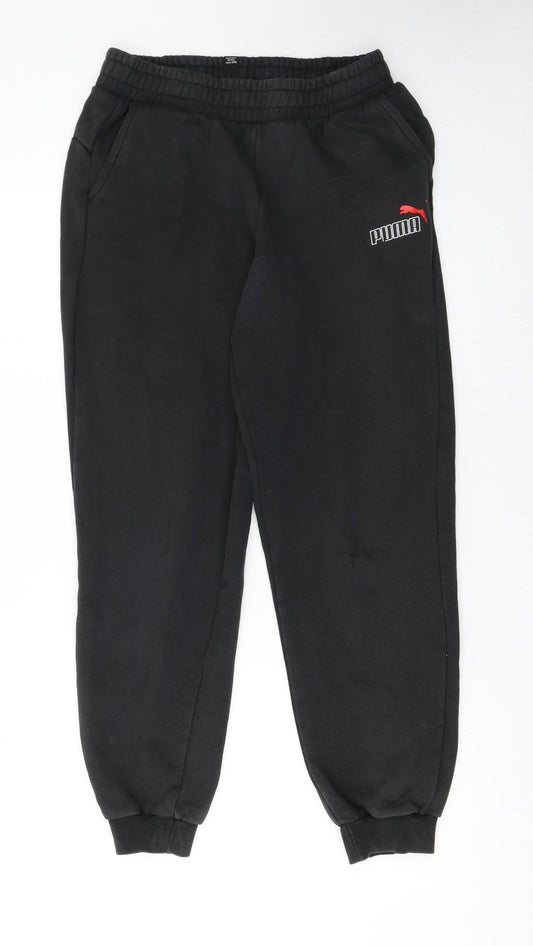 Puma Boys Black Jogger Sweatpants XL 15-16 Years Elastic Waist Logo