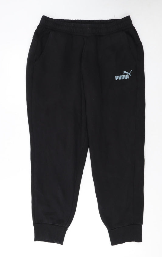 Puma Womens Black Cotton Blend Jogger Sweatpants L