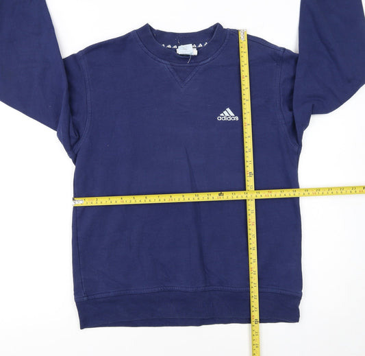 Adidas Boys Blue Crew Neck Pullover Fleece Sweatshirt 14 Years