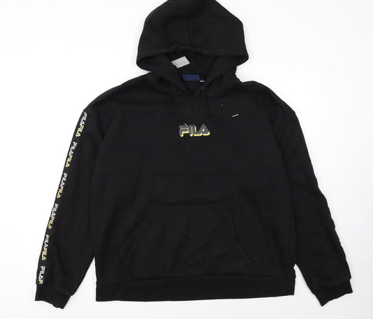 Additional front view of Fila women’s black xl pullover hoodie with logo detail