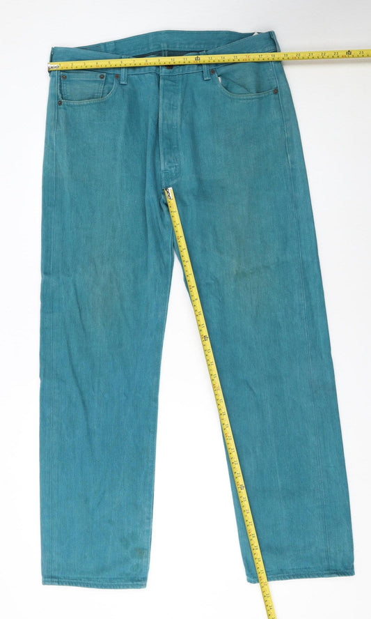 Levi's 501XX Men's Teal Blue Straight Denim Jeans W38 L34 Classic Fit