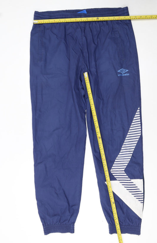 Umbro Men's Blue Track Pants L Lightweight Vintage Sports Tapered
