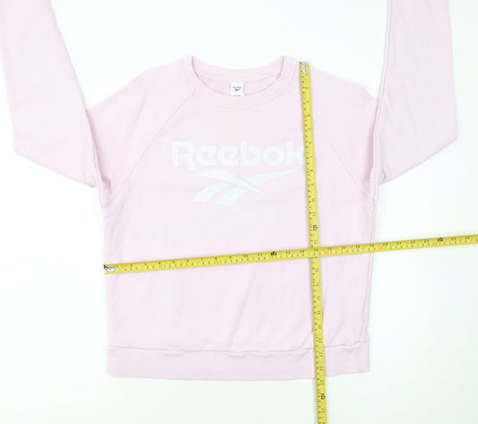 Reebok Womens Pink Crew Neck Pullover Sweatshirt Size M Casual Logo