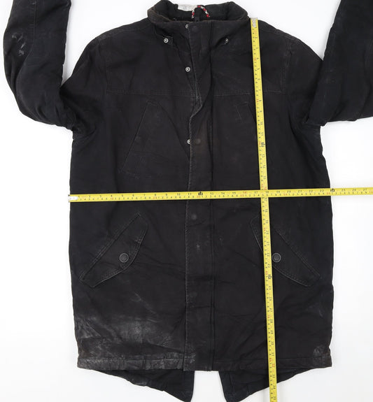 Tommy Hilfiger Men's Black Cotton Parka Coat Lined Size L