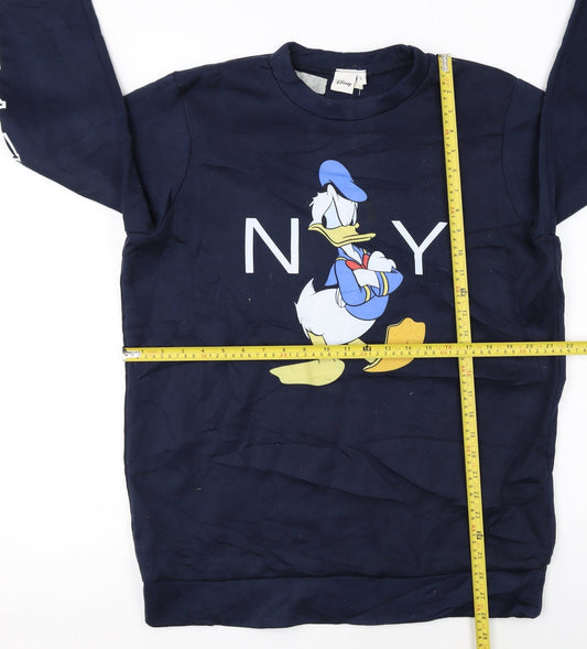 Disney Women Navy Donald Duck New York Pullover Sweatshirt L