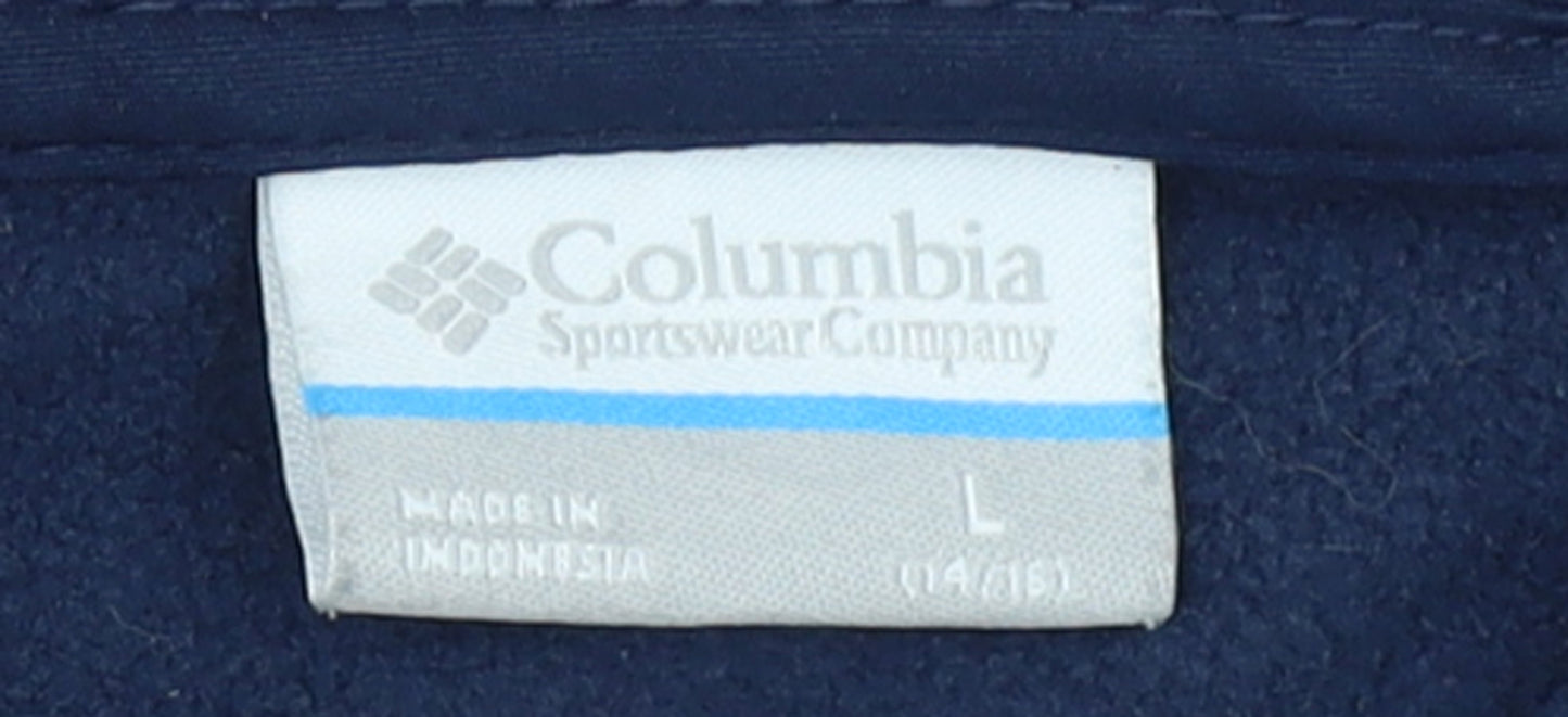 Brand and care label for Columbia boys’ blue colourblock full zip hooded fleece jacket, size 14, years