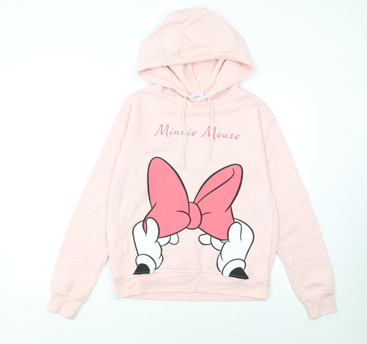 Front view of Disney women’s minnie mouse pink pullover hoodie 2xs
