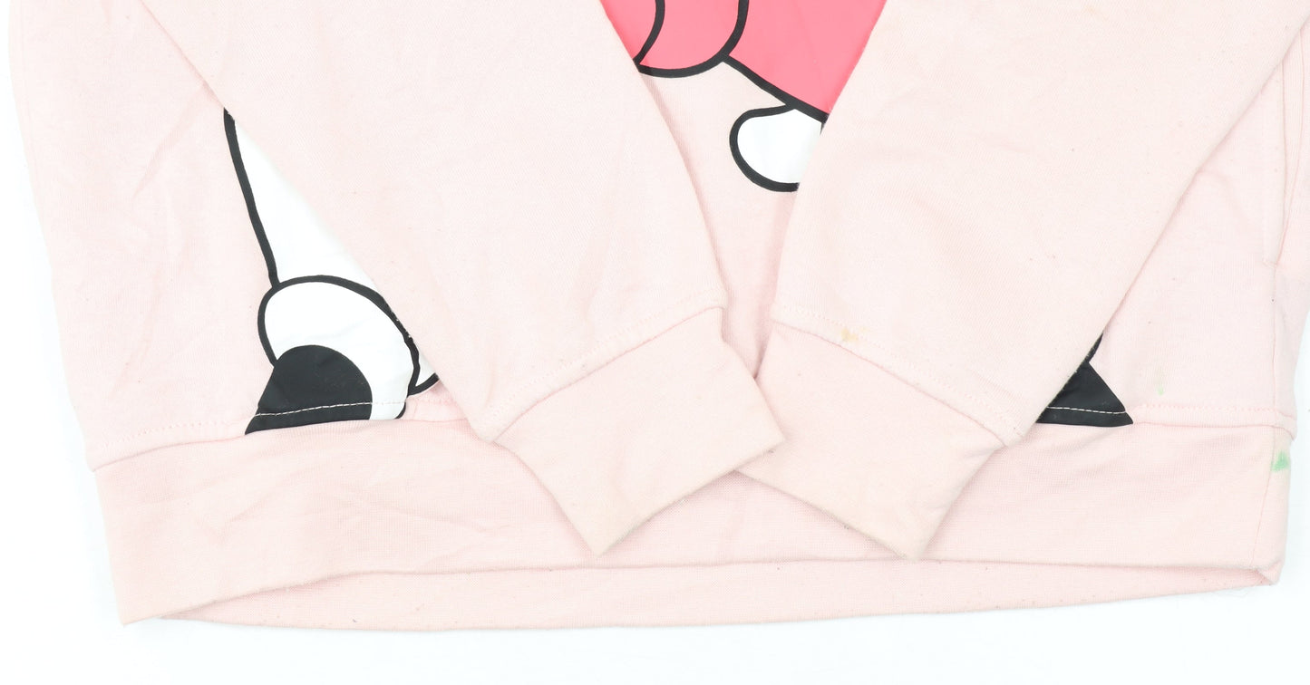 Disney Womens Minnie Mouse Pink Pullover Hoodie 2XS