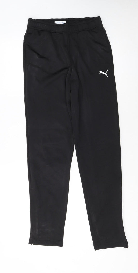 Puma Boys Black Jogger Trousers 13-14 Years 164cm Elastic Waist Activewear