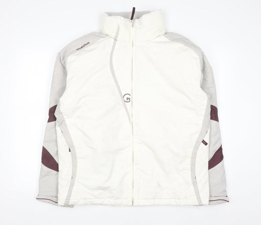 Quechua Womens White Ski Jacket Size 16 Full Zip Winter Coat