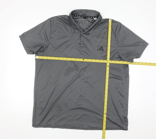Adidas Men's Grey XL Performance Polo Shirt Lightweight Activewear