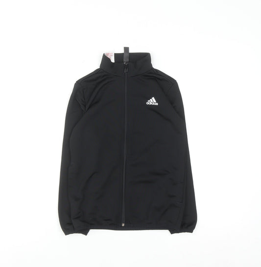 Additional front view of Adidas boys’ black 7-8 years track jacket full zip lightweight activewear