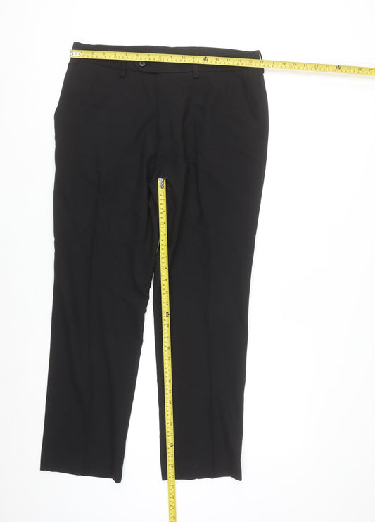 Next Men’s Black Dress Pants Trousers 34W 29L Regular Fit Workwear