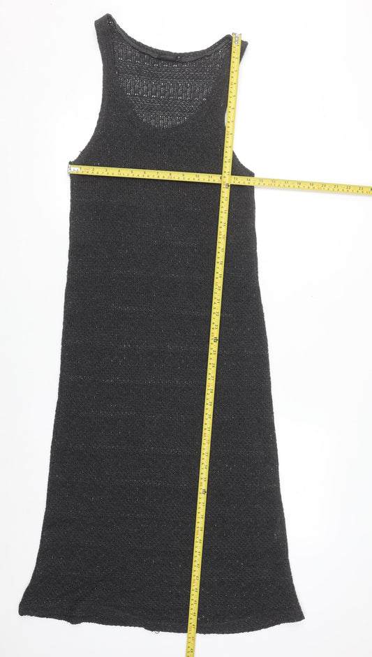 River Island Women’s Black Knit Tank Midi Dress Size 14 Sleeveless
