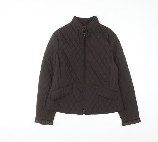 Olsen Women's Brown Quilted Mid-Length Jacket Size 12