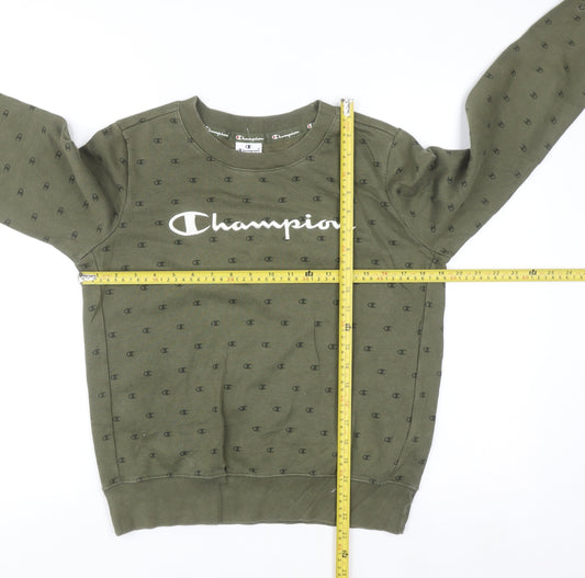Champion Men's Green Pullover Sweatshirt Medium Logo Fleece Crew Neck