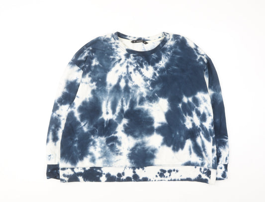 Additional front view of Dunnes Women Blue Tie Dye Pullover Sweatshirt XL Cotton Blend