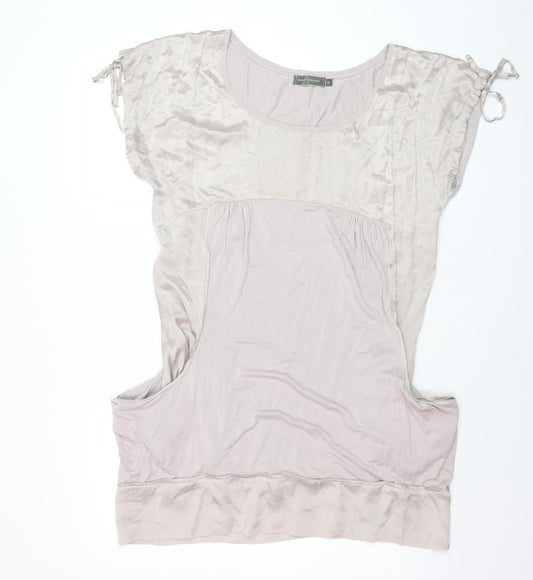 Mint Velvet Women Beige Silk Jersey Blouse Size 12 Relaxed Fit