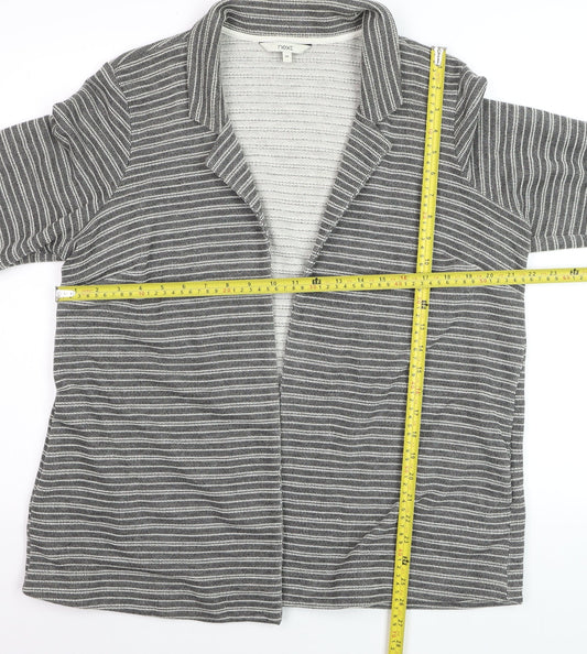 Next Women’s Grey Striped Collared Long Sleeve Open Cardigan Size 20