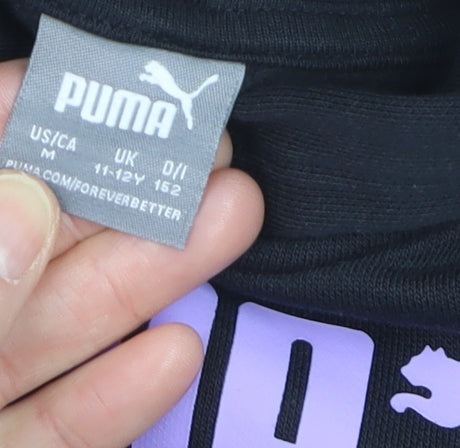 Additional view of Puma girls’ black pullover hoodie 11-12 years fleece hooded sweatshirt