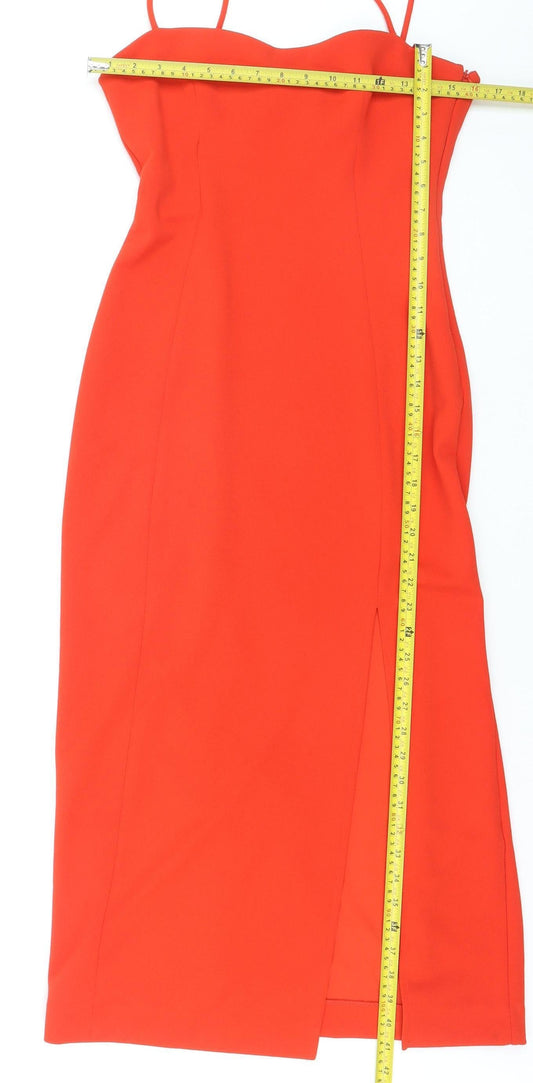 ZARA Women Red Bodycon Knee Length Sleeveless Zip Dress Size 12