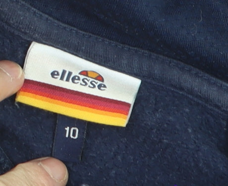 Ellesse Mens Blue Pullover Hoodie Size M Logo Fleece Sweatshirt