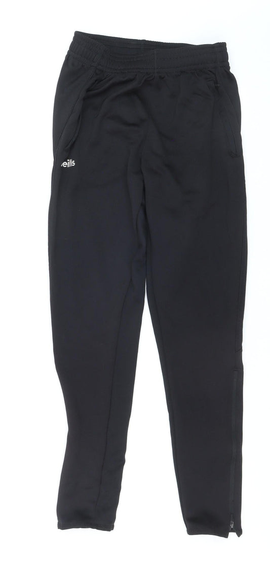 O'Neills Womens Black Medium Track Pants Elastic Waist Zip Hem