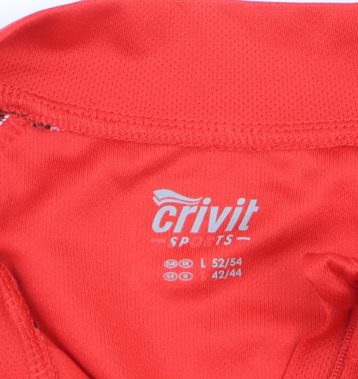 Additional view of Crivit Men's Red Cycling Jersey L Short Sleeve 1/4 Zip Reflective