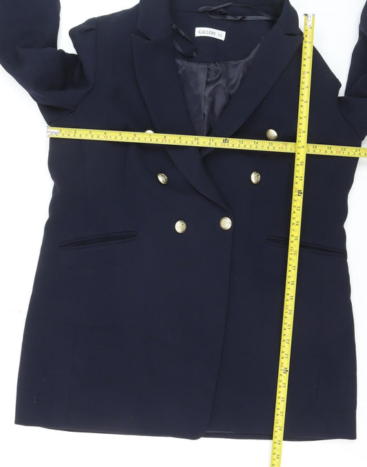 Gallery Women Blue Double-Breasted Blazer UK 16 Gold Buttons