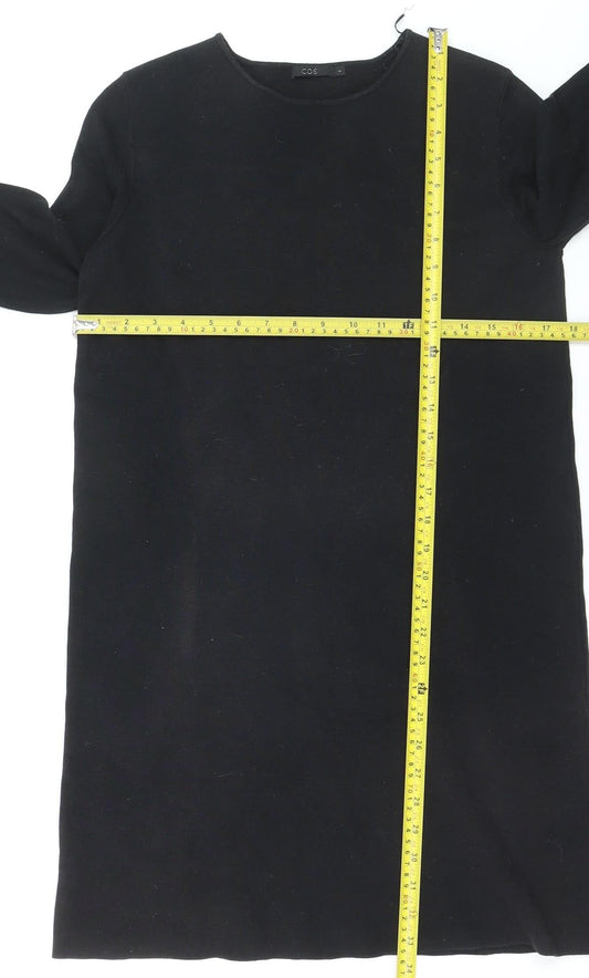 COS Women Black Wool Blend Shift Dress Size S Long Sleeve