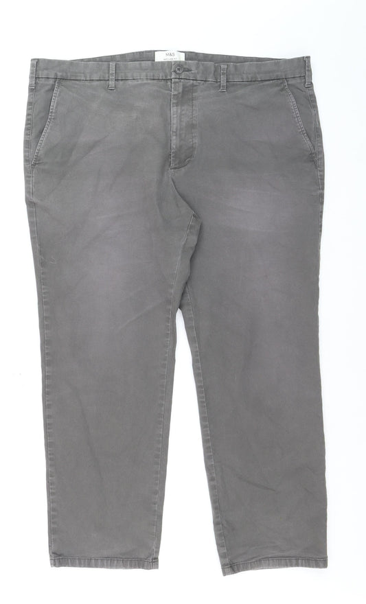 Marks and Spencer Men's Grey Regular Fit Straight Jeans Size 42