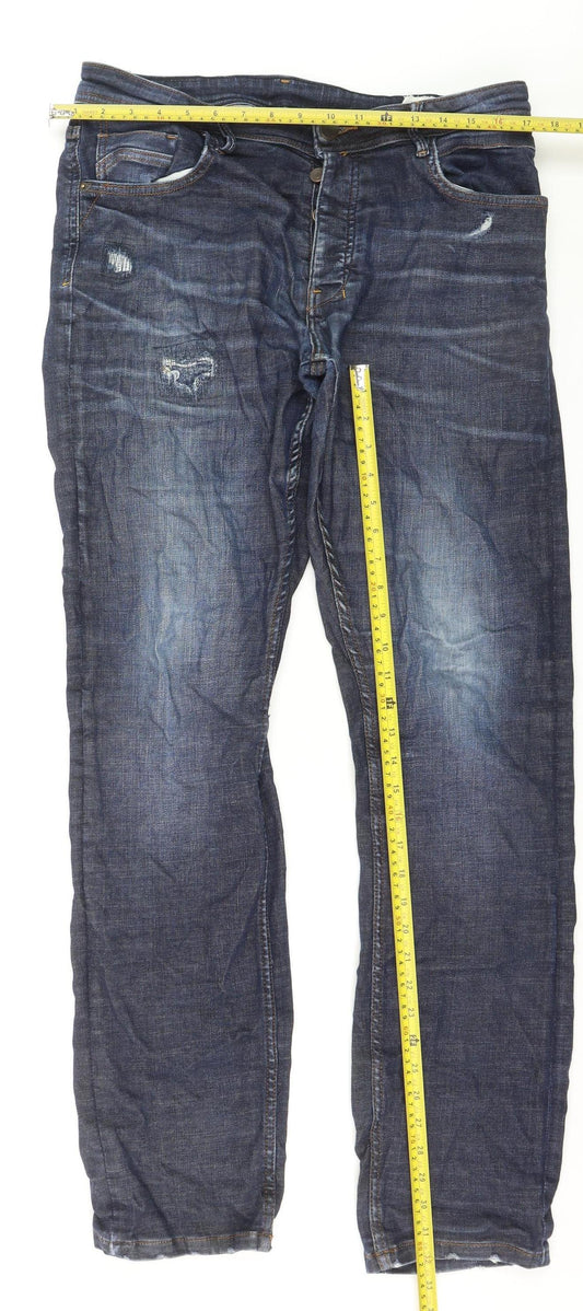 Primark Men’s Blue Straight Denim Jeans Size L W34 L34 Stretch
