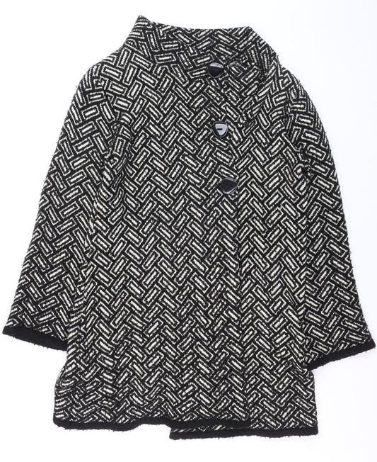 Wallis Women's Black Geometric Knit Cardigan Size 14