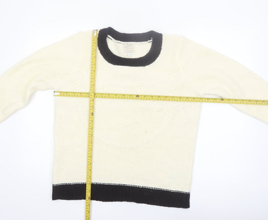 New Look Women Ivory Black Trim Size 16 Knit Pullover Jumper