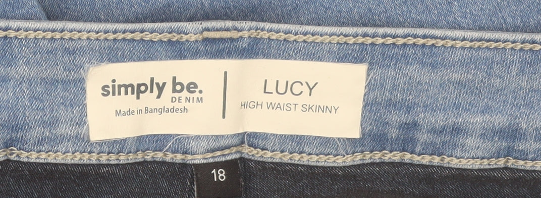 Simply Be Women’s Blue Size 18 High Waist Skinny Jeans