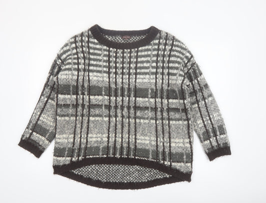 Phase Eight Women's Grey Chunky Knit Check Pullover Jumper S