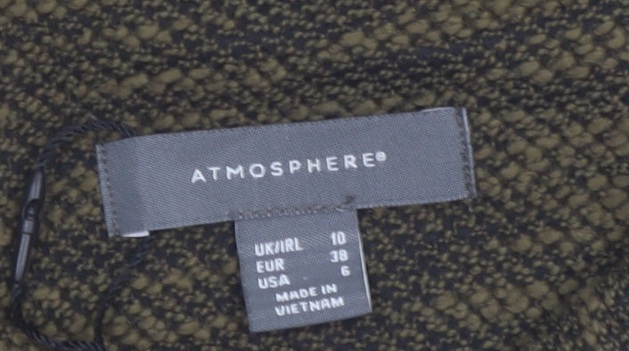 Additional view of Atmosphere Women’s Khaki Zip-Up Jacket, size UK 10, Faux Leather Trim