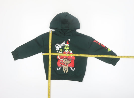 Primark Boys Green The Grinch Hoodie 3-4 Years Pullover Christmas Sweatshirt