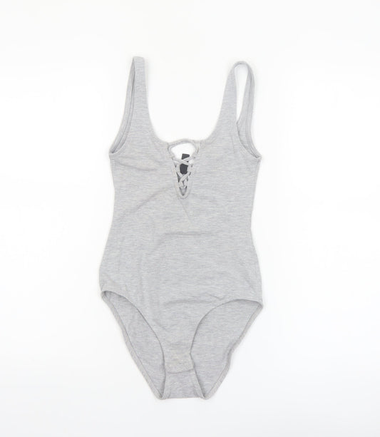H&M Divided Women's Grey Lace Up Bodysuit XS