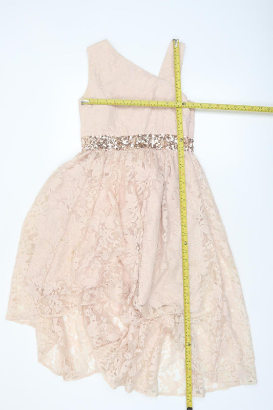 Monsoon Girls Beige Lace Hi-Low One Shoulder Party Dress 12 Years