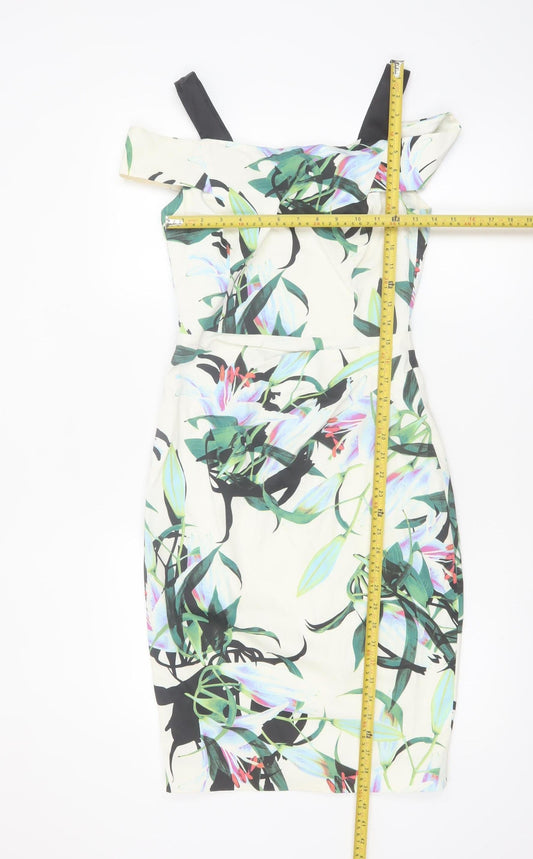 Karen Millen Women’s Multicoloured Floral Bodycon Dress UK 10