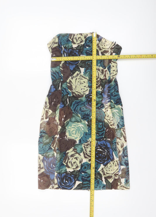 Coast Women's Multicoloured Floral Strapless Sheath Dress Size 8