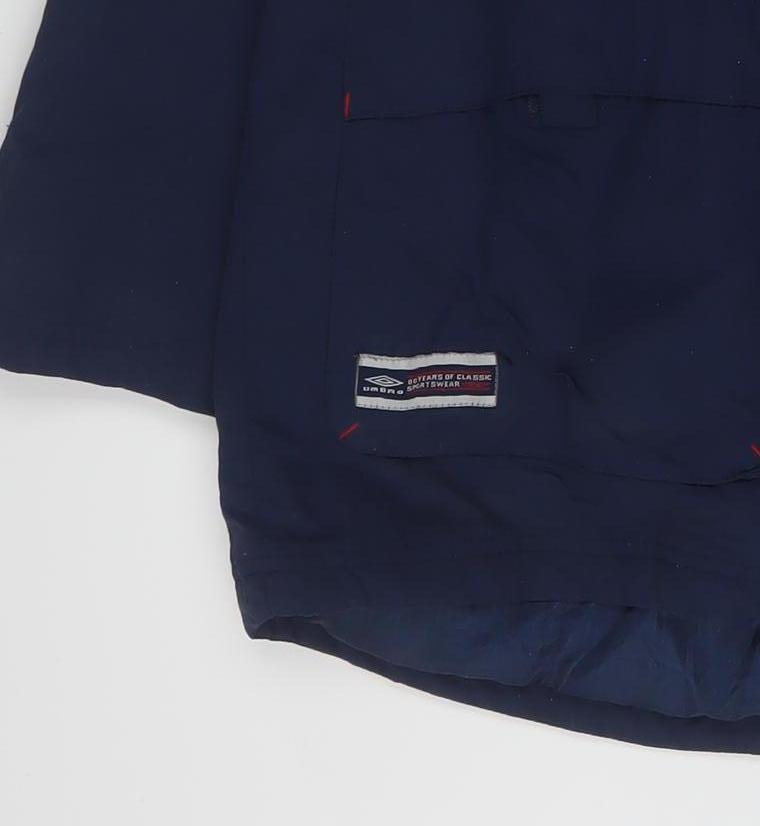 Additional view of Umbro boys’ blue hooded parka coat 12-13 years full zip water resistant
