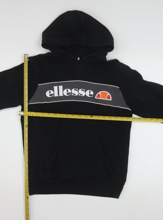Ellesse Boys Black Pullover Hoodie 13-14 Years Logo Fleece Sweatshirt