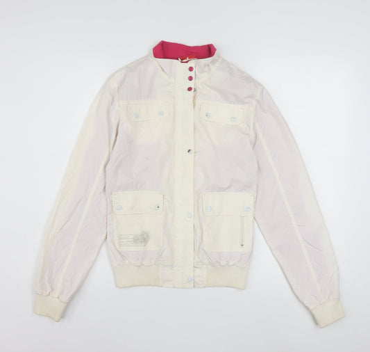 Puma Women Ivory Bomber Jacket Size 10 Lightweight Casual Style