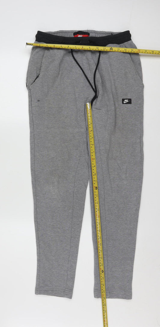 Nike Men's Grey Jogger Trousers M Regular Fit Cotton Blend