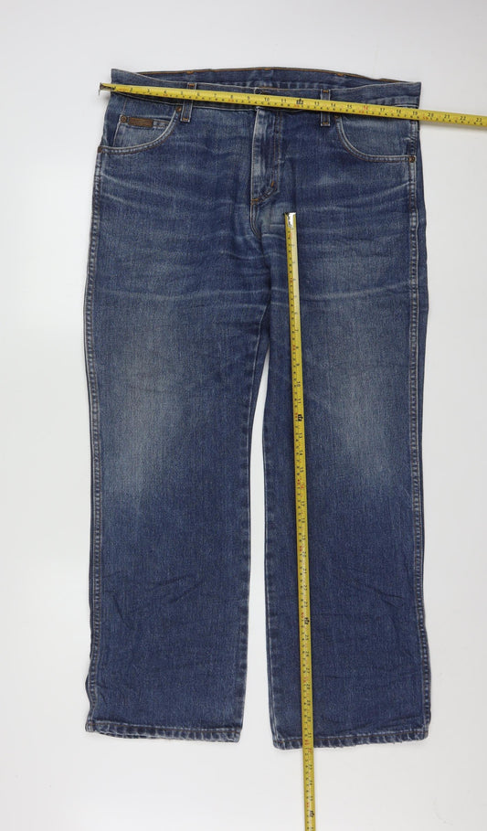 Wrangler Men's Blue Regular Fit Straight Leg Jeans W36 L32